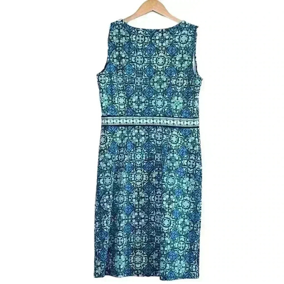 Talbots Sleeveless, Stretchy, Loose, Midi Dress, Blue, Black, White, Size Medium - Picture 2 of 5